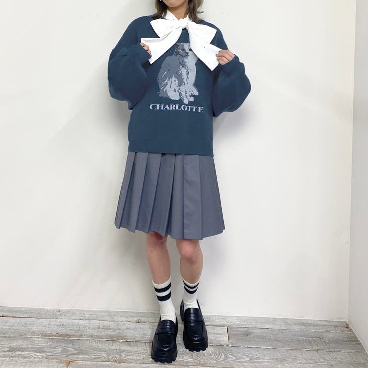 猫ジャガードニットプルオーバー[品番：NICW0005142]｜NICOLE