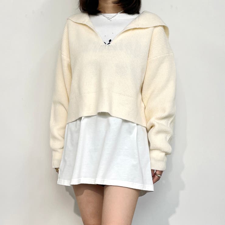 28オフホワイト | WEB限定アンゴラタッチ セーラーカラープルオーバー | NICOLE