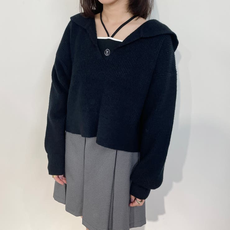 49ブラック | WEB限定アンゴラタッチ セーラーカラープルオーバー | NICOLE