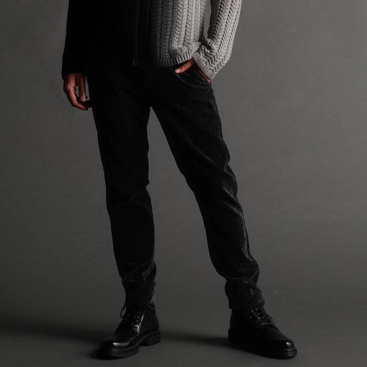 49ブラック | ストレッチブライトコール イージーパンツ | NICOLE