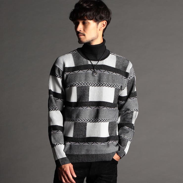 23年モデル】編地切り替 タートルネックニット[品番：NICW0005126