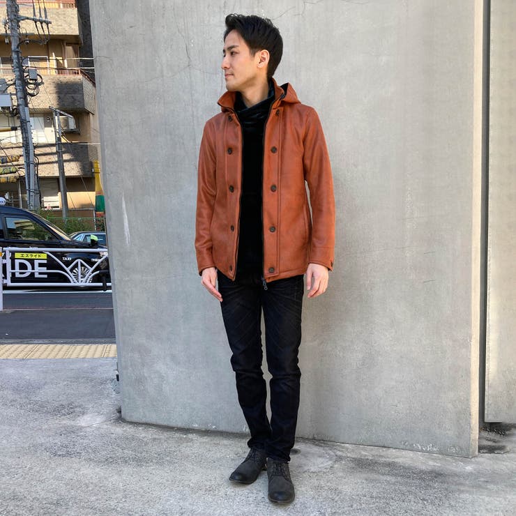 ムラプリントスウェード調ナポレオンブルゾン[品番：NICW0005160