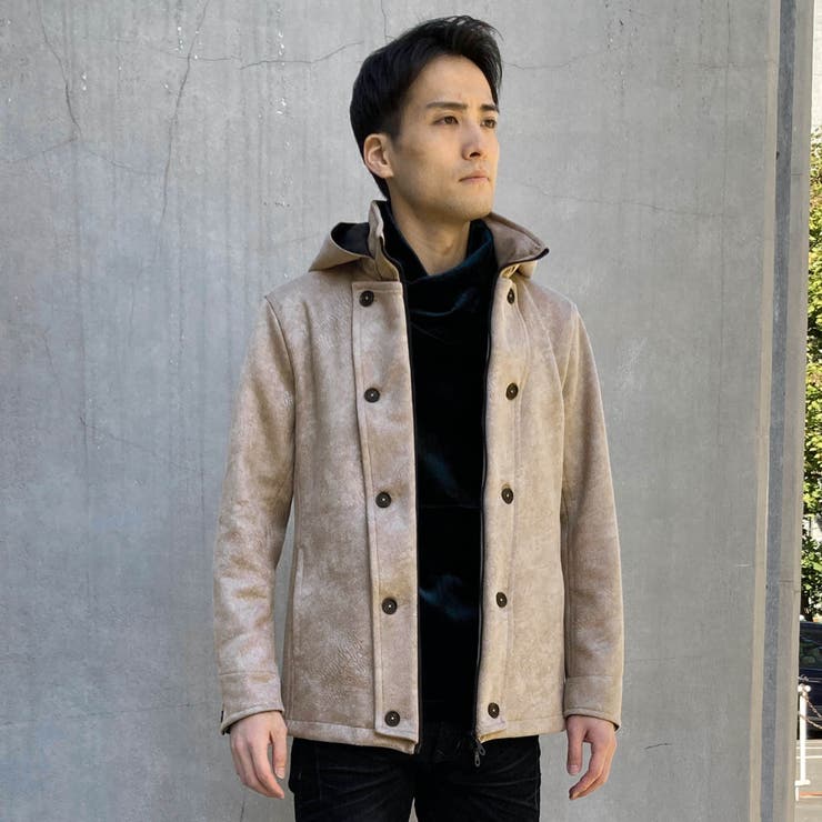 ムラプリントスウェード調ナポレオンブルゾン[品番：NICW0005160