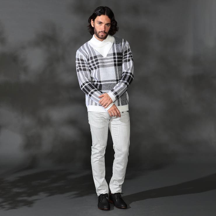 【WEB限定】7ＧＧ ビッグチェックショールカラーニット | NICOLE | 詳細画像3 