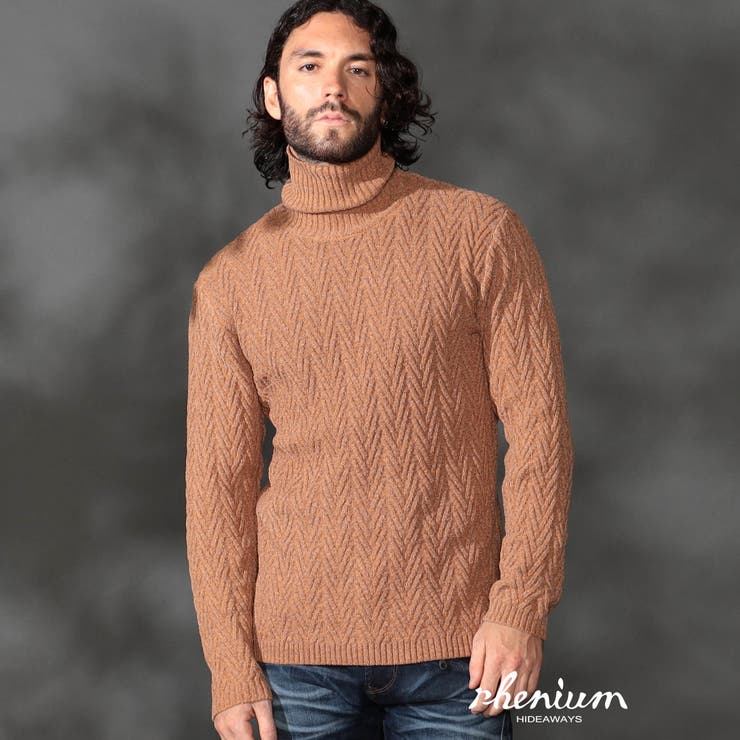 10オレンジ | 【WEB限定】７ＧＧ ヘリンボーンタートルネックニット | NICOLE