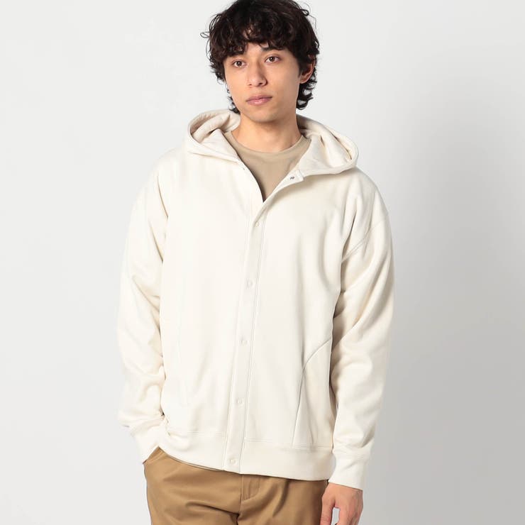 09ホワイト | スエード裏ボアスナップパーカー | NICOLE