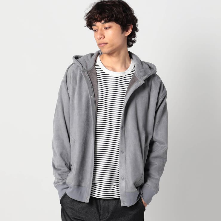 19ライトグレー | スエード裏ボアスナップパーカー | NICOLE