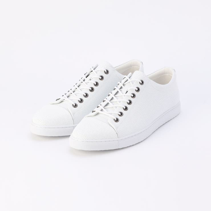 09ホワイト | ジオメトリック レザースニーカー | NICOLE