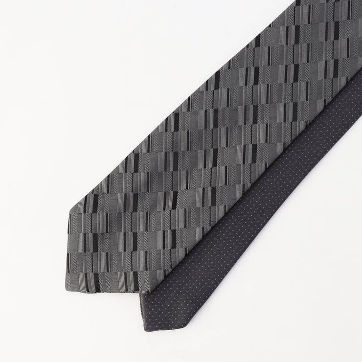 29グレー | ジオメトリック/マイクロドット リバーシブルネクタイ | NICOLE
