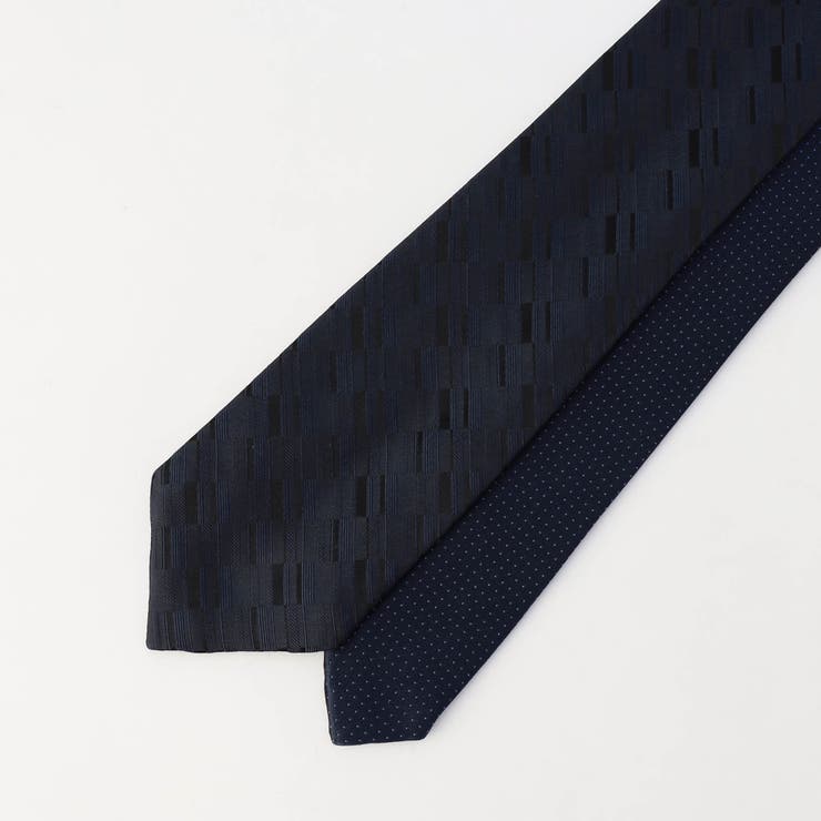 67ネイビー | ジオメトリック/マイクロドット リバーシブルネクタイ | NICOLE