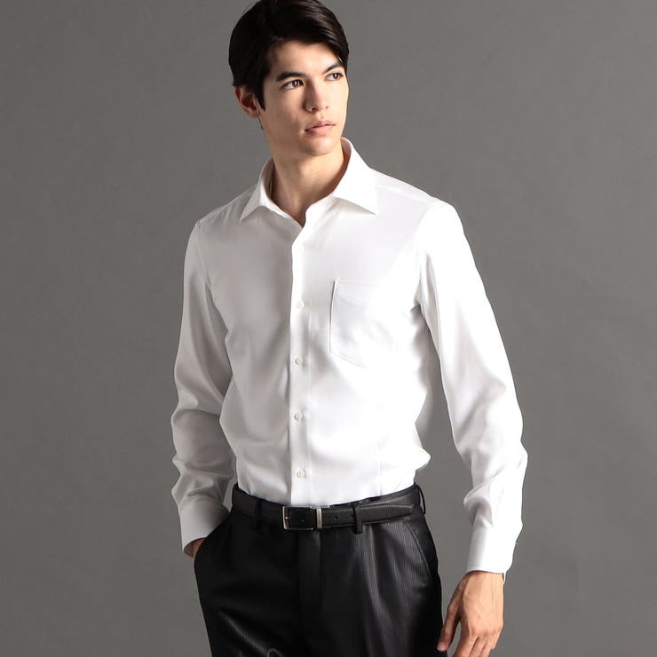 09ホワイト | COOLMAX ヘリンボン ドレスシャツ | NICOLE