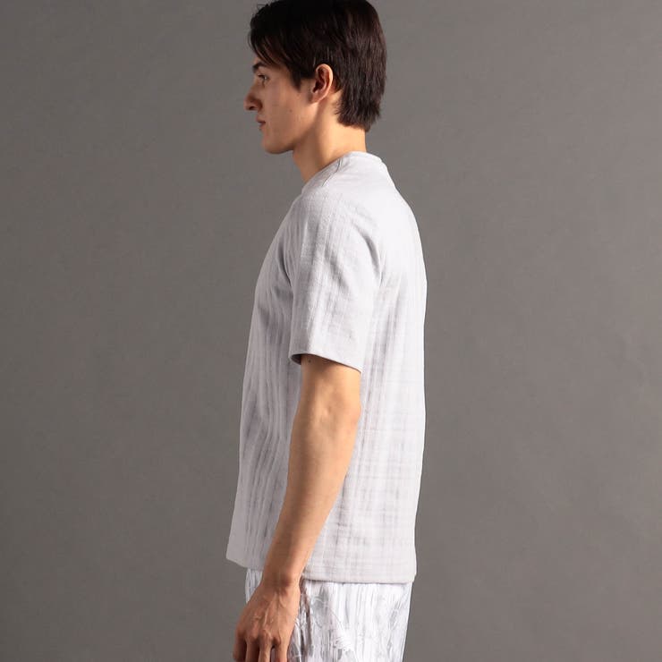 シャドーチェック キーネックTシャツ[品番：NICW0004518
