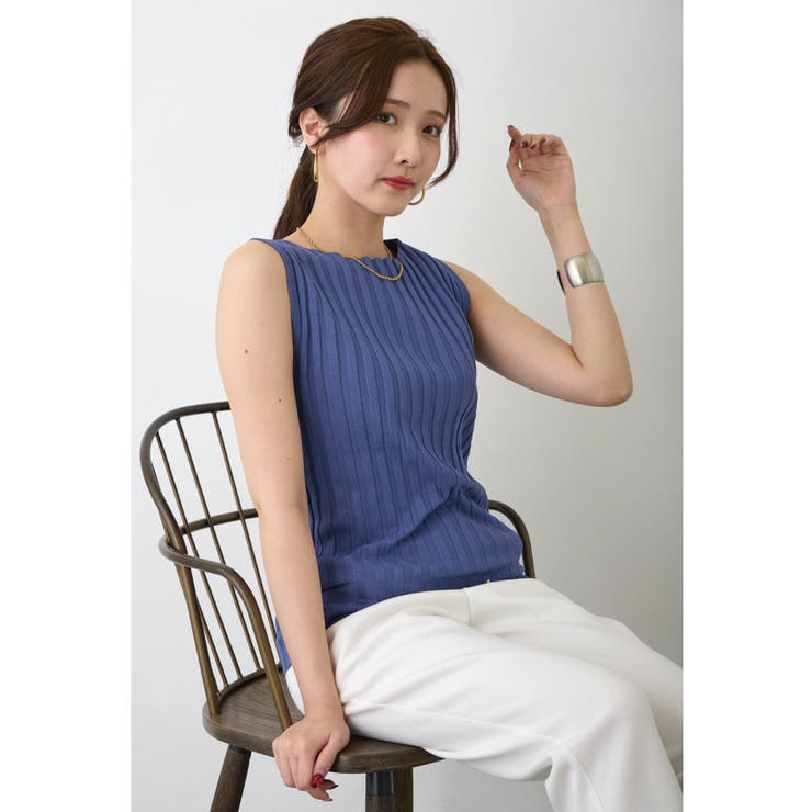 60ブルー | リブニットタンクトップ | NICOLE