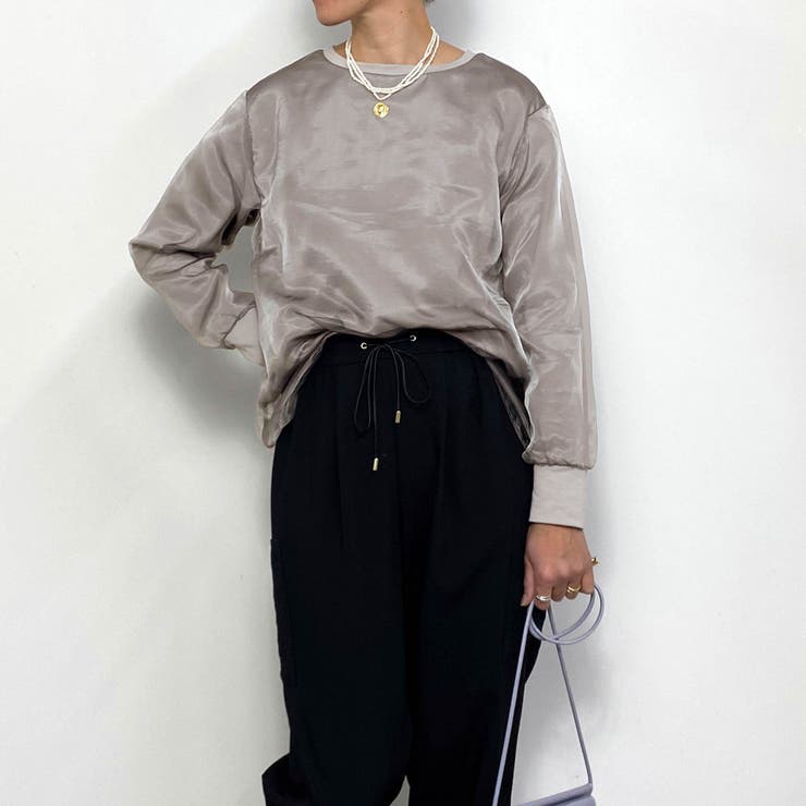 19ライトグレー | オーガンジー重ねロングスリーブTEE | NICOLE