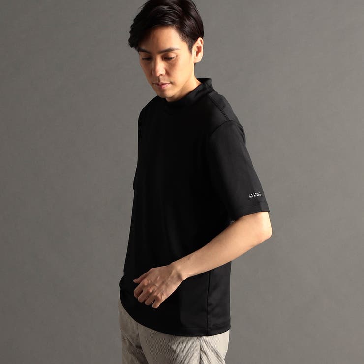 49ブラック | メランジジャカード モックネックTシャツ | NICOLE