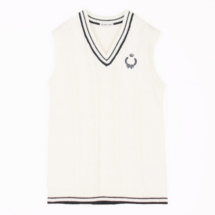 配色ケーブルニットベスト | NICOLE | 詳細画像2 