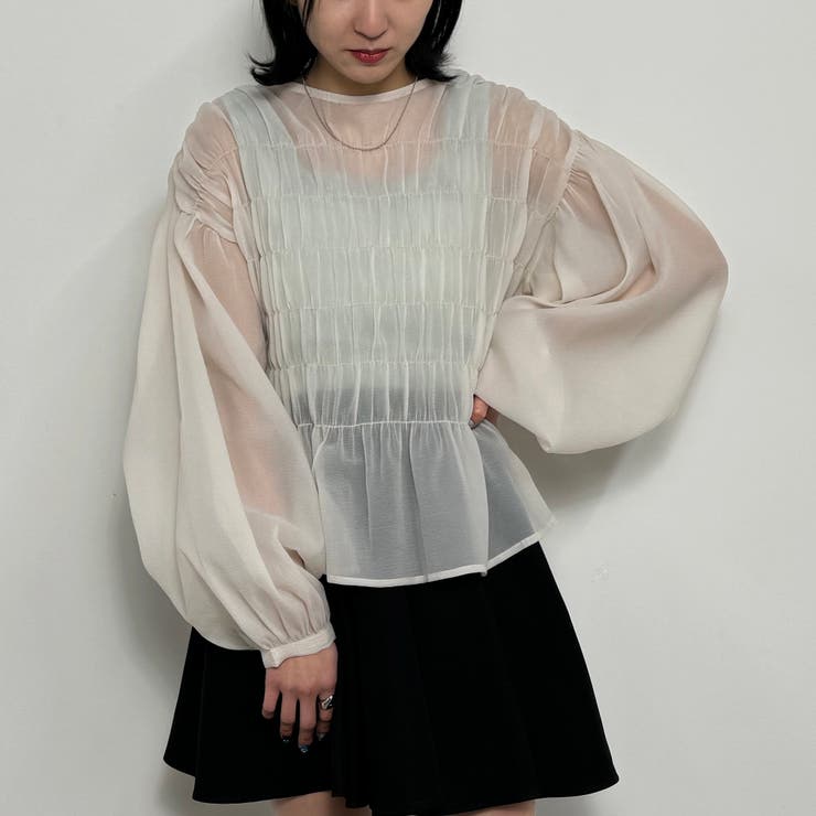 28オフホワイト | WEB限定ワッシャーシアーブラウス | NICOLE
