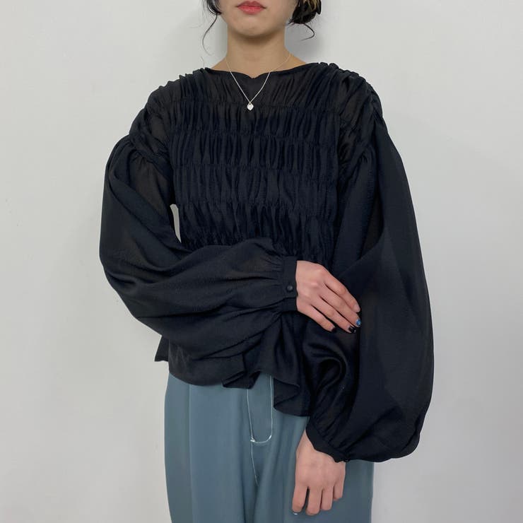 49ブラック | WEB限定ワッシャーシアーブラウス | NICOLE