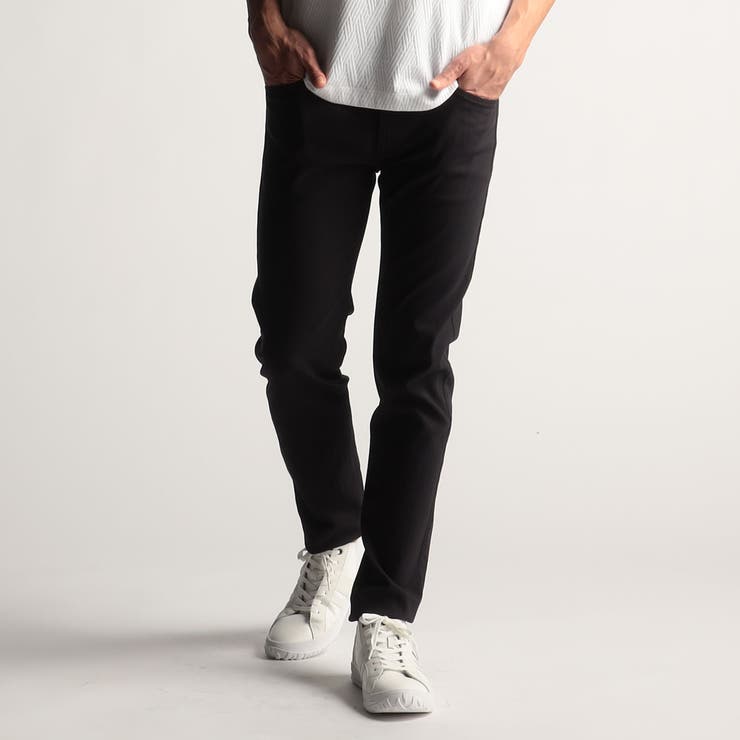 49ブラック | コーティングヘリンボン５ポケットパンツ | NICOLE