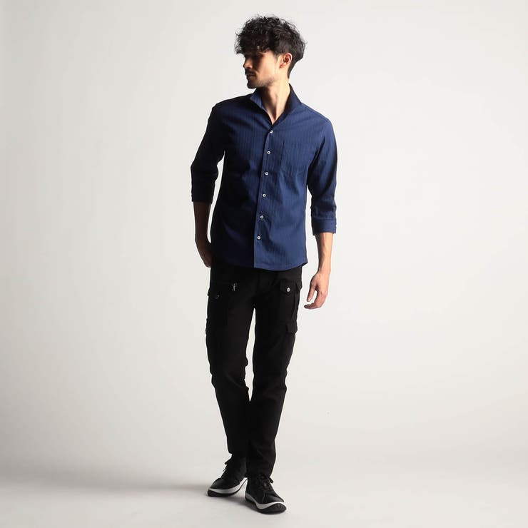 リバーシブルドビー７分袖スタンドカラーシャツ | NICOLE | 詳細画像5 