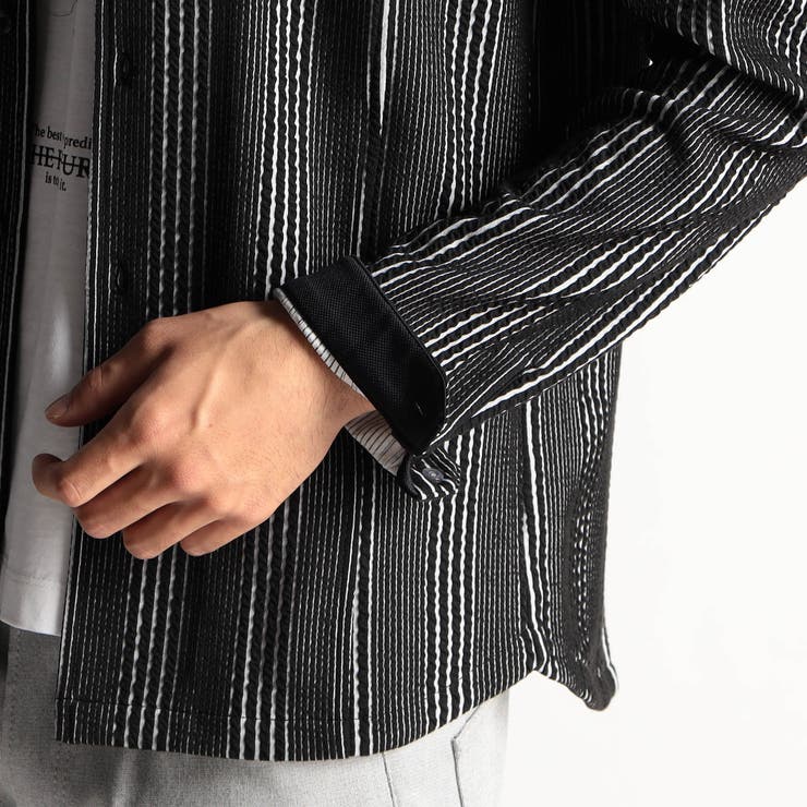 ブリスターストライプイタリアンカラーシャツ | NICOLE | 詳細画像9 