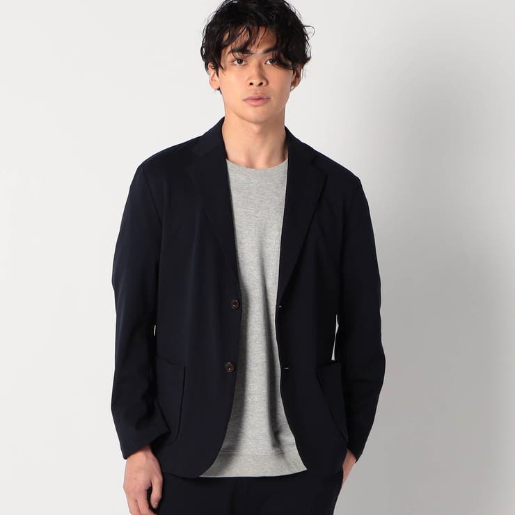 67ネイビー | 圧縮マイクロカノコテーラードジャケット | NICOLE