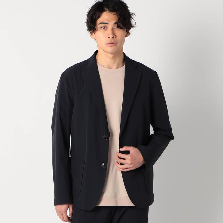 67ネイビー | ナイロンリップストレッチテーラードジャケット | NICOLE