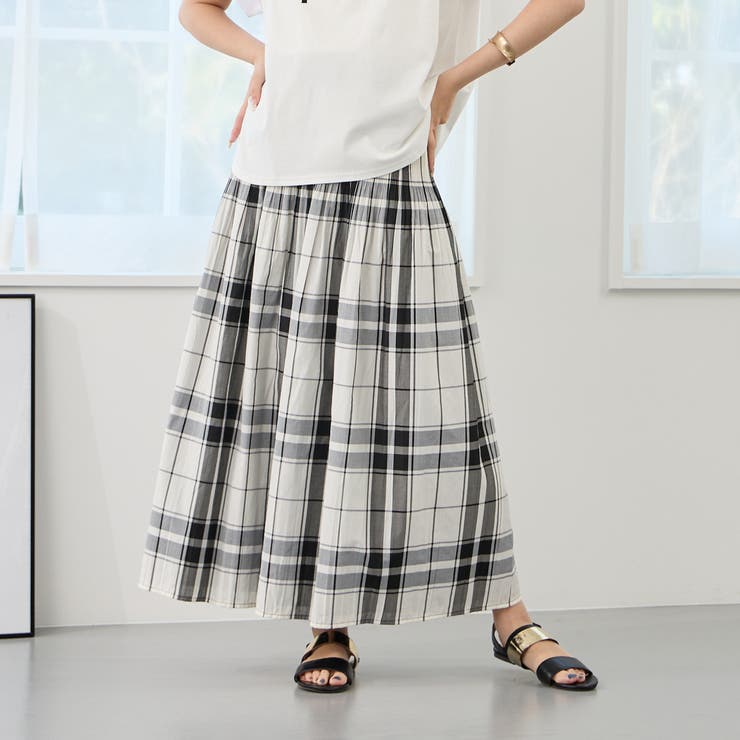 92その他3 | リバーシブルギャザースカート／表：チェック柄・裏：ストライプ柄 | NICOLE