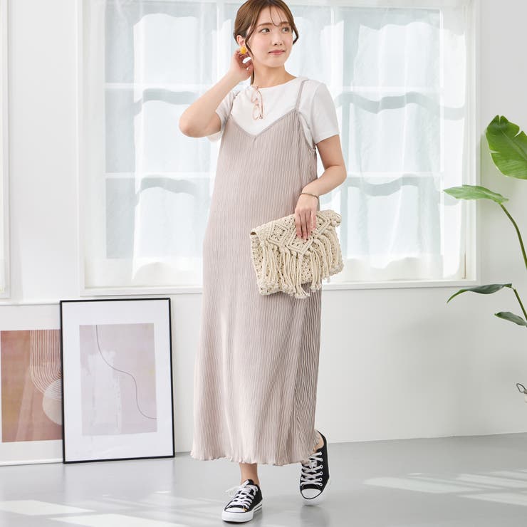 プリーツキャミワンピ―ス +TEEセット[品番：NICW0005655]｜NICOLE
