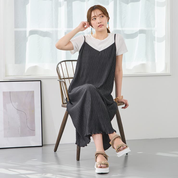 プリーツキャミワンピ―ス +TEEセット[品番：NICW0005655]｜NICOLE