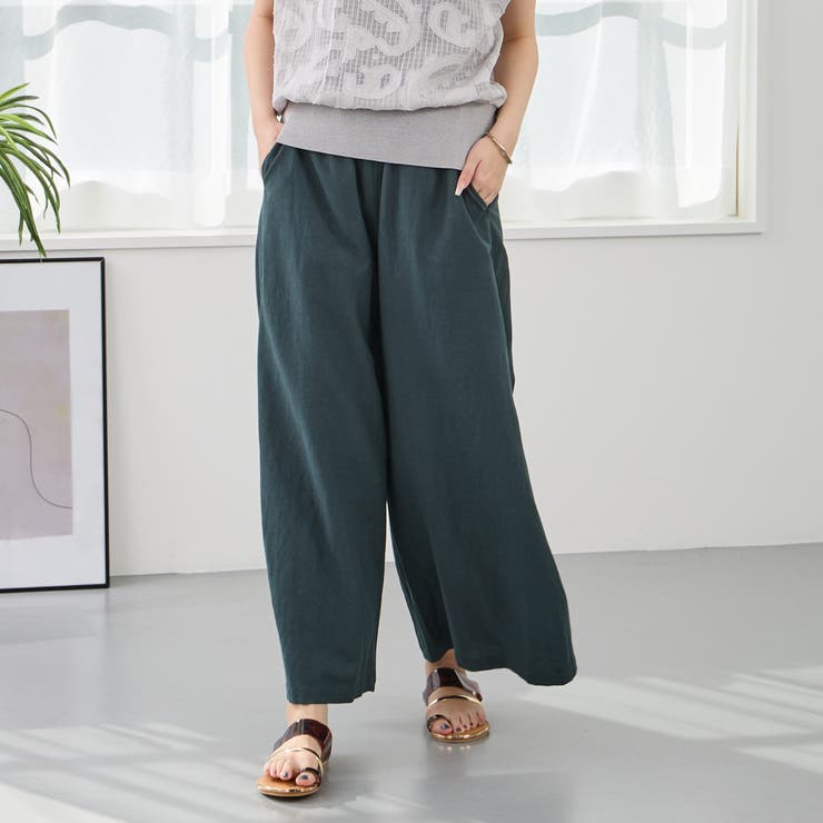 40グリーン | リネン混イージーパンツ | NICOLE