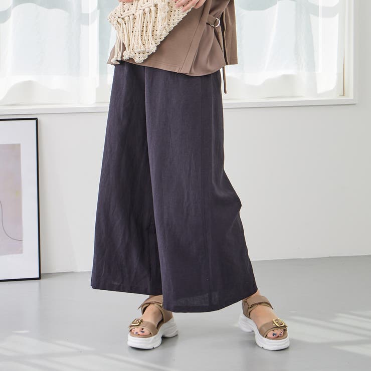 67ネイビー | リネン混イージーパンツ | NICOLE