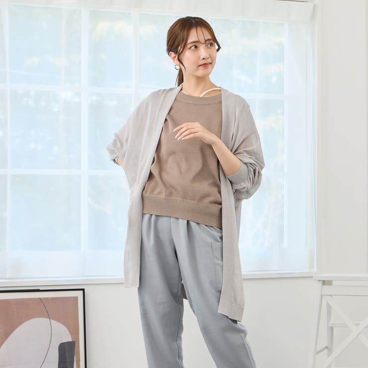 19ライトグレー | 接触冷感 シアーニット ロングカーディガン | NICOLE