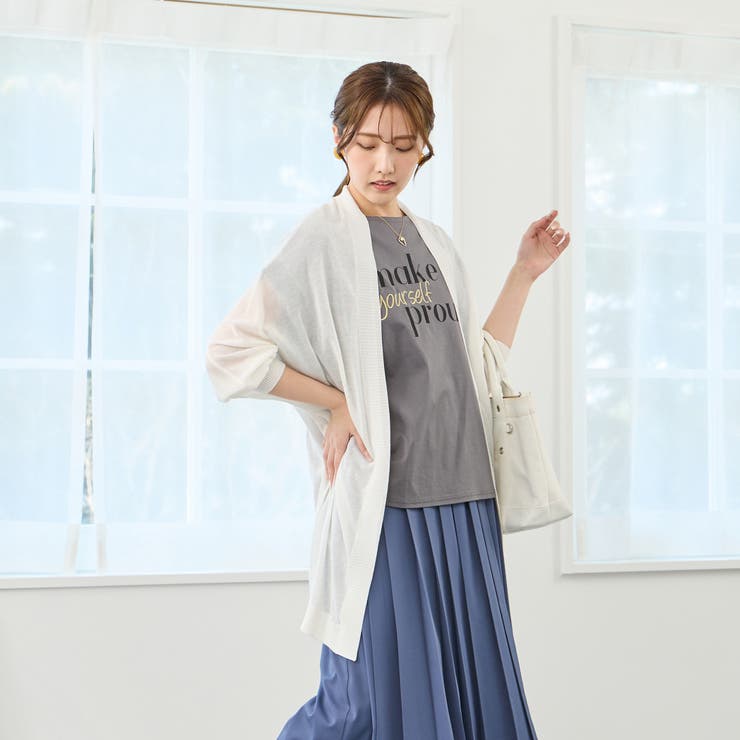 28オフホワイト | 接触冷感 シアーニット ロングカーディガン | NICOLE