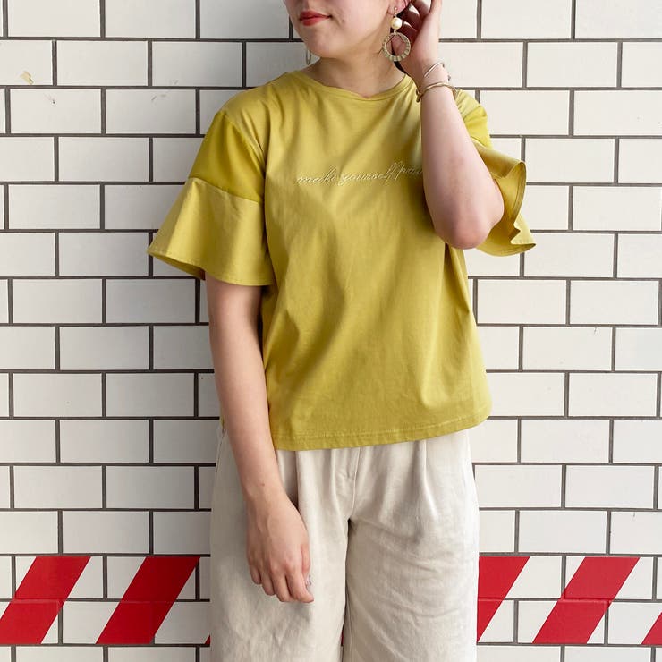 袖シアー切替 刺繍ロゴTEE[品番：NICW0005763]｜NICOLE