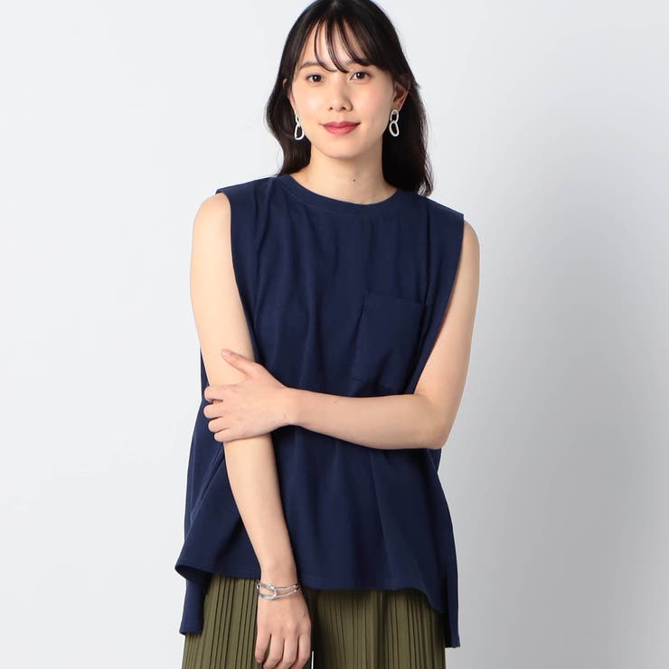 胸ポケット付き BOX型ノースリーブ[品番：NICW0005677]｜NICOLE 