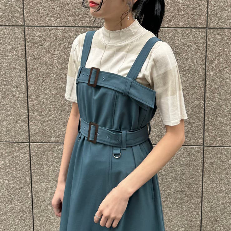 28オフホワイト | 【WEB限定】ハーフスリーブチェックニットプルオーバー | NICOLE