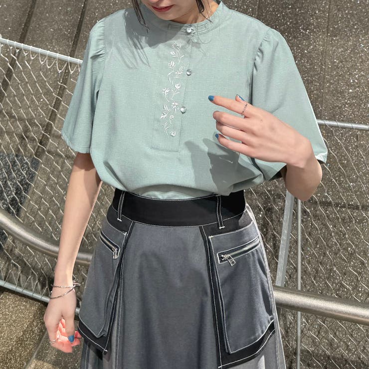 カンフー風フラワー刺繍ブラウス | NICOLE | 詳細画像1 