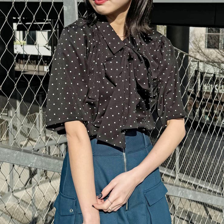ポルカドットリボンブラウス[品番：NICW0005660]｜NICOLE