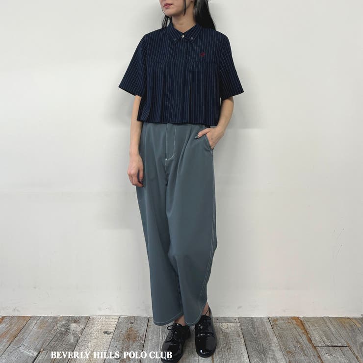 BEVERLY HILLS POLO CLUB】クロップドプリーツブラウス[品番