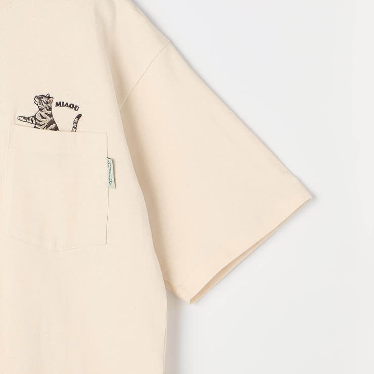 ネコ刺繍ポケットTシャツ[品番：NICW0005620]｜NICOLE（ニコル
