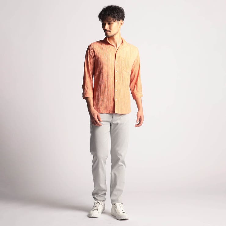 カラープリーツ7分袖スタンドカラーシャツ[品番：NICW0005548]｜NICOLE