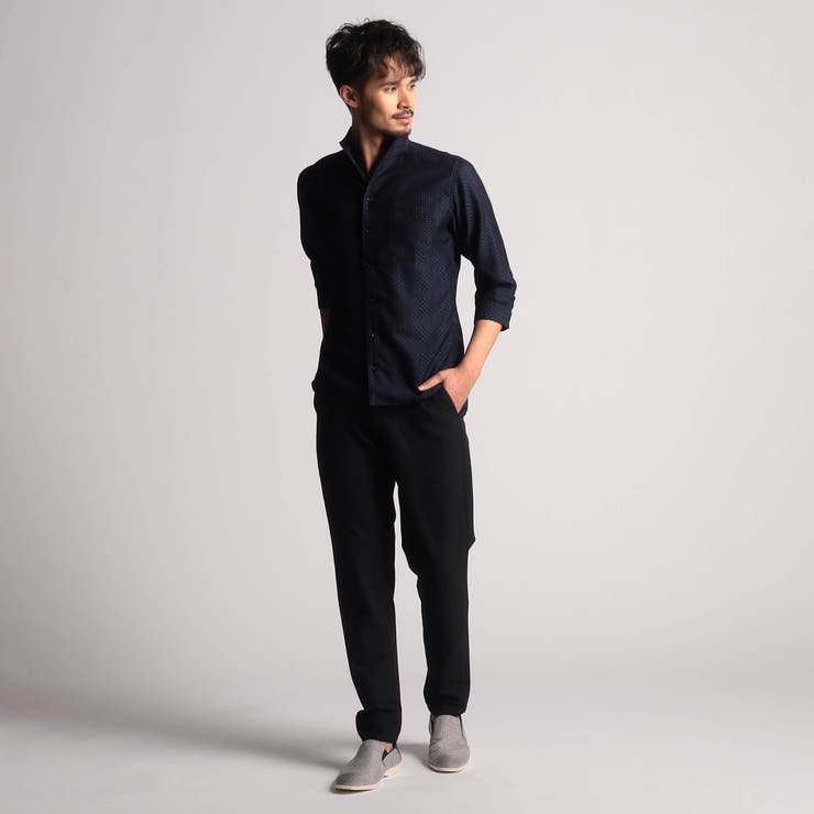 シアーチェック7分袖スタンドカラーシャツ[品番：NICW0005631]｜NICOLE