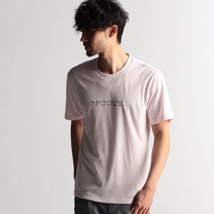 【NICOLE CLUB for MEN】 ロゴ刺繍半袖Tシャツ メンズ 19ライトグレー 46(M) カットソー・Tシャツ トップス ニコルクラブフォーメン