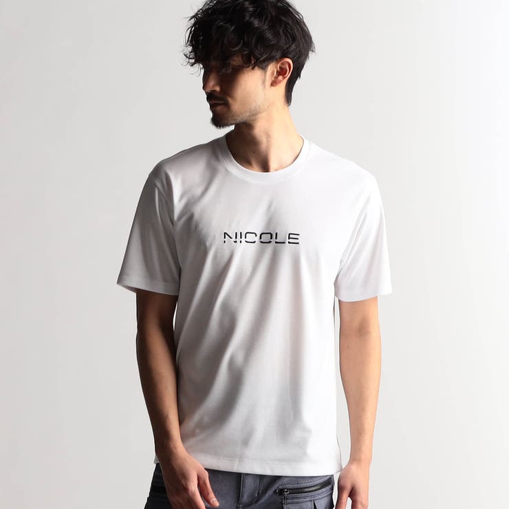 【NICOLE CLUB for MEN】 ロゴ刺繍半袖Tシャツ メンズ 19ライトグレー 46(M) カットソー・Tシャツ トップス ニコルクラブフォーメン