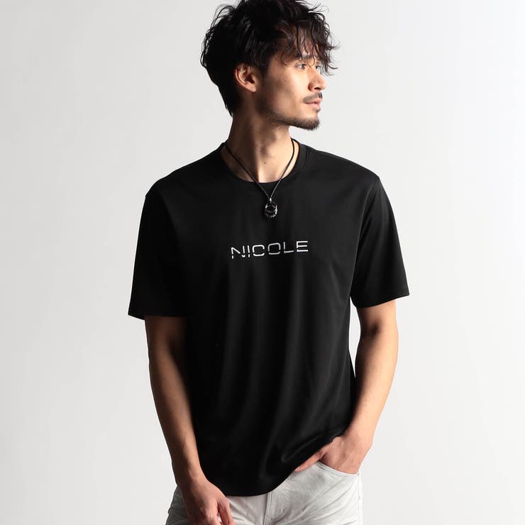49ブラック | ロゴ刺繍半袖Ｔシャツ | NICOLE