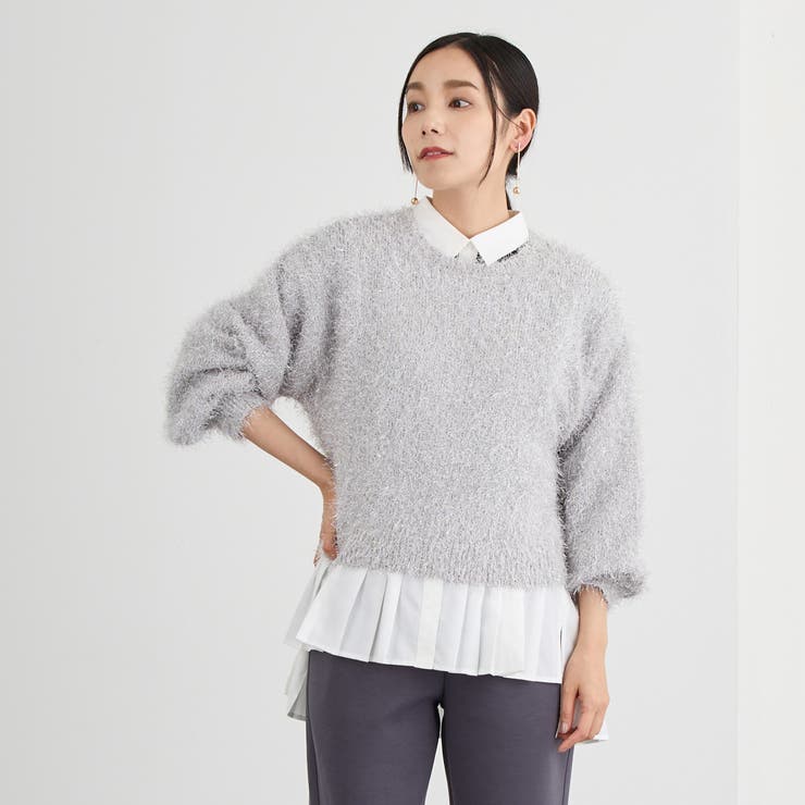 19ライトグレー | ラメフリンジヤーンプルオーバー | NICOLE
