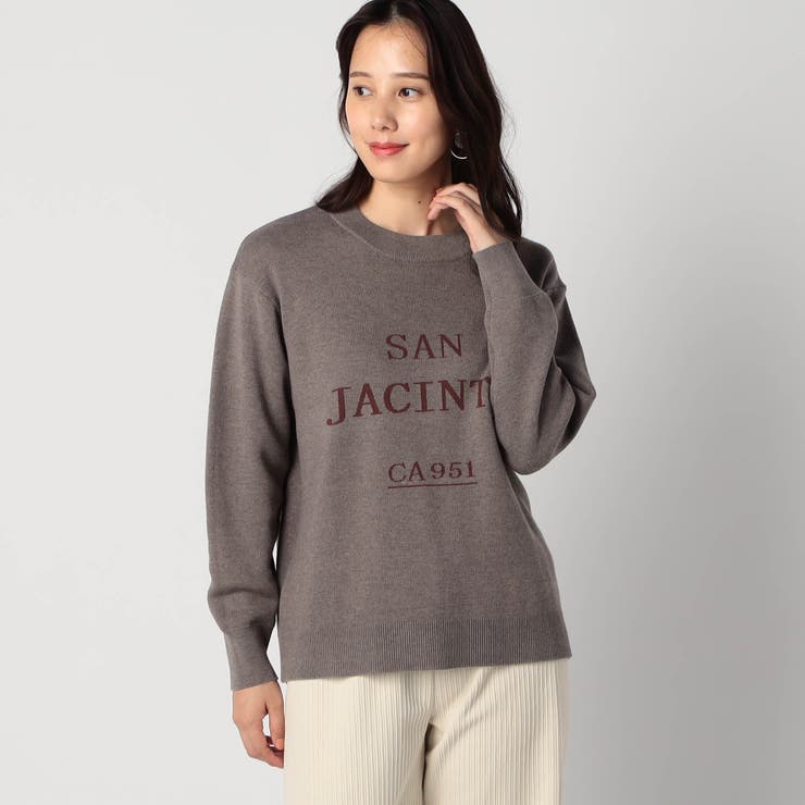 13ブラウン | ジャガード配色ロゴニット | NICOLE