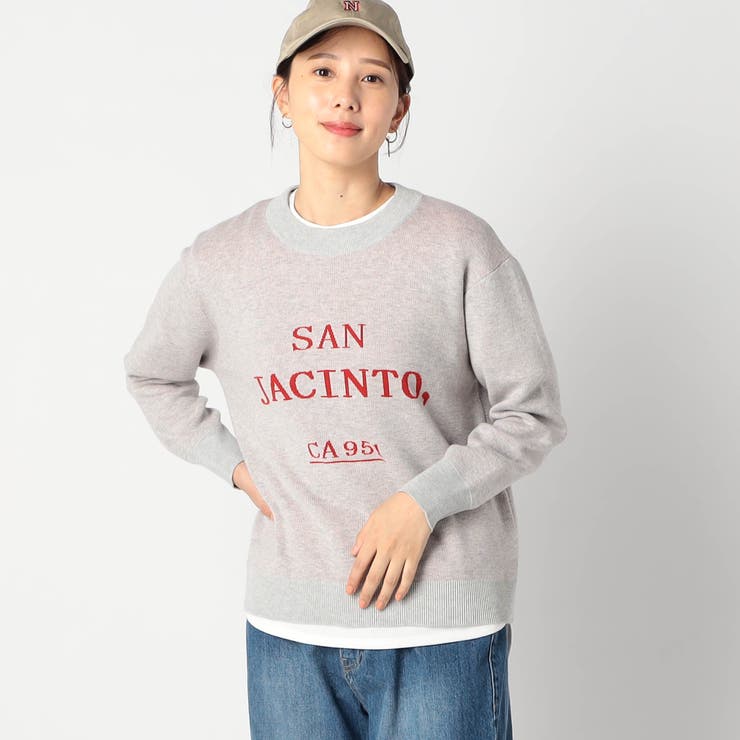 19ライトグレー | ジャガード配色ロゴニット | NICOLE