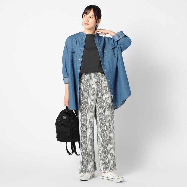 ウエスタン風 ノーカラーデニムシャツ[品番：NICW0005959]｜NICOLE